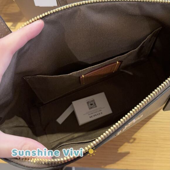 NWT COACH Fiona Zip Tote Bag In Signature Canvas CW395, Dark Stone - Picture 6 of 7